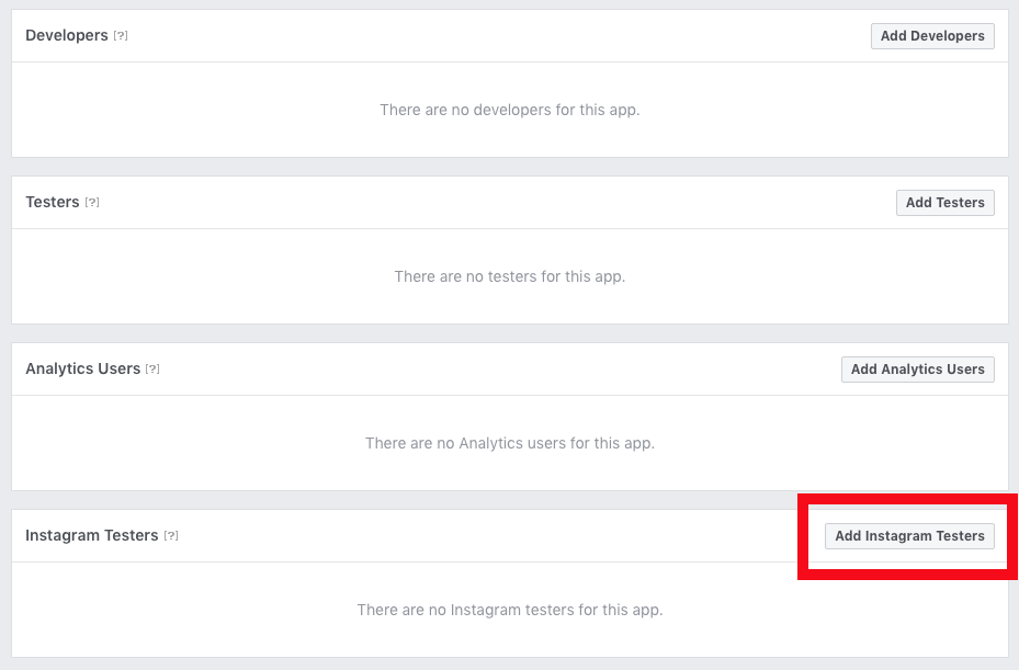 Instagram Basic Display app roles.